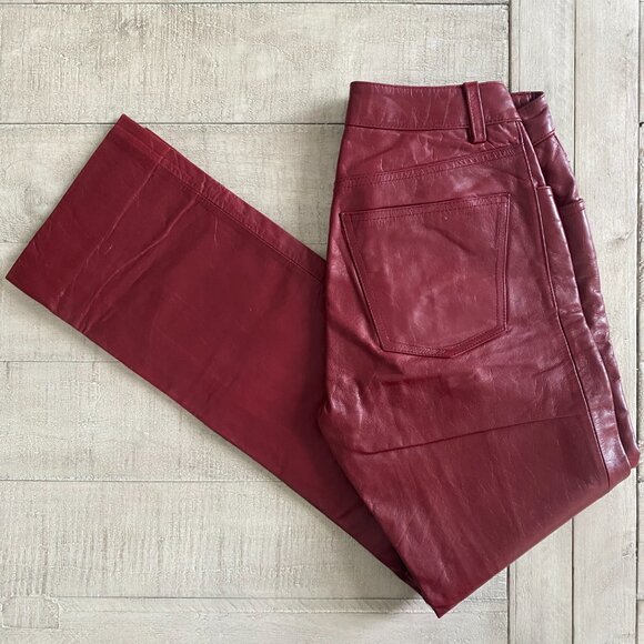 Gap Women Vintage Boot Cut Red Genuine Leather Pants Mid Rise Size 0 - Picture 4 of 14